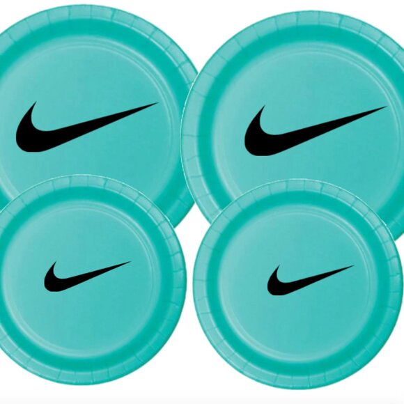 Sw00sh Plates | Teal Basketball Party Paper Plates | Disposable 45 pcs - Picture 5 of 6